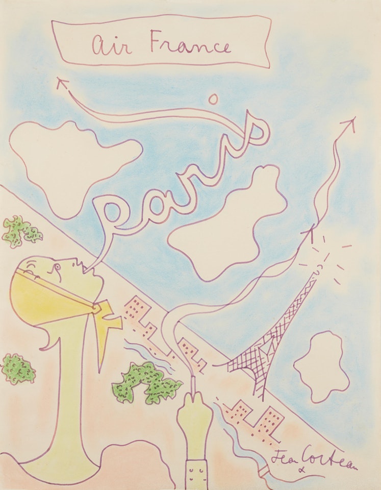 Projet d'affiche pour Air France circa by Jean Cocteau