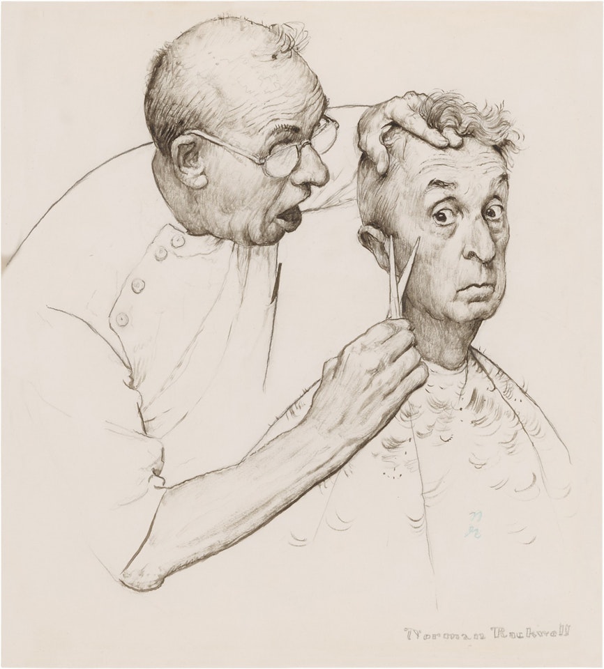 I Paint the Candidates (Norman Rockwell at the Barber) by Norman Rockwell