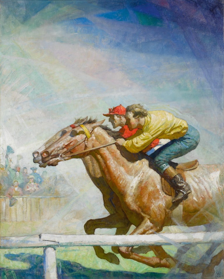 The Horse Race (Cursing and Whipping like a Madman, the Scarlet Jockey Drew up on the Turn, Hung Knee to Knee, Passed Him by) by Newell Convers Wyeth