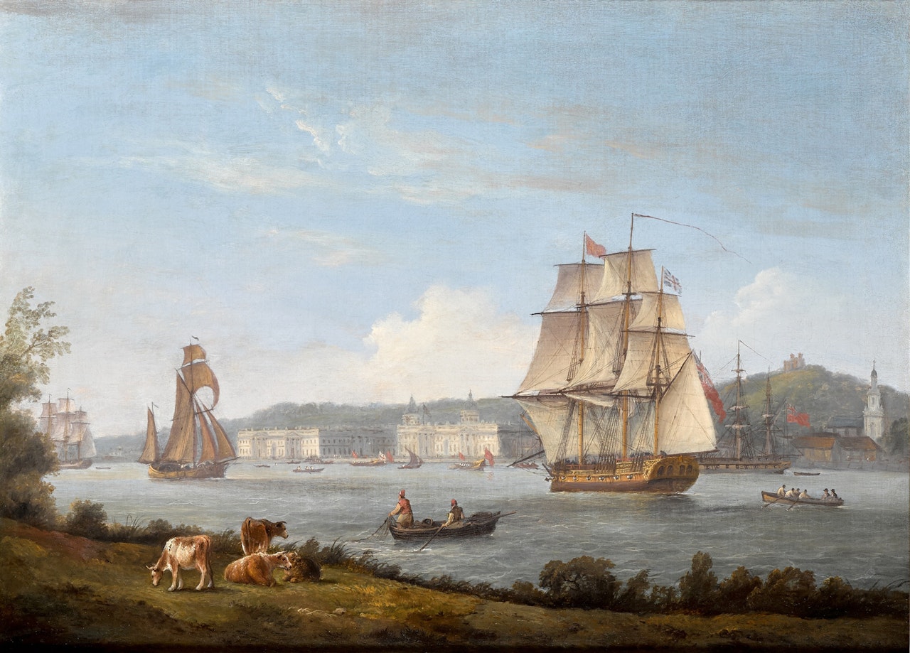 London, a view of Greenwich with shipping on the Thames by Thomas Luny