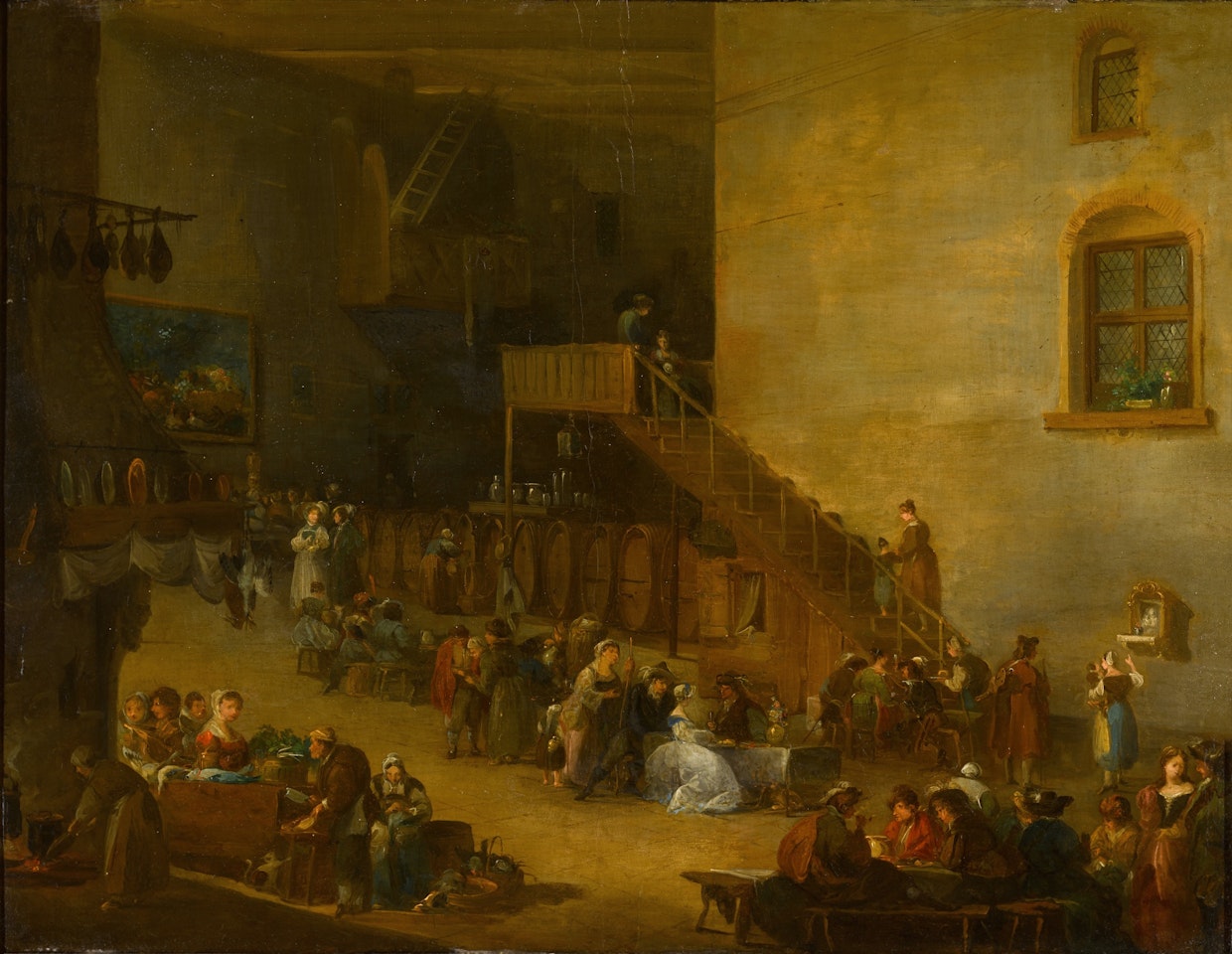 A tavern interior with figures by Giuseppe Bernardino Bison