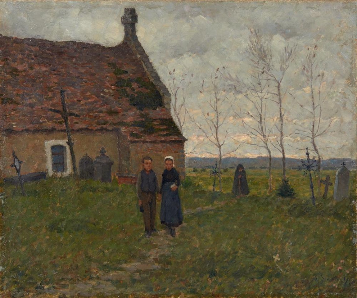 Après l'office - 1887 Huile sur toile by Henri Le Sidaner