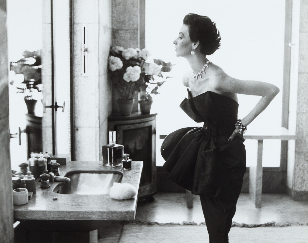 Dorian Leigh, Evening Dress by Piguet, Helena Rubinstein Apartment Paris', August by Richard Avedon