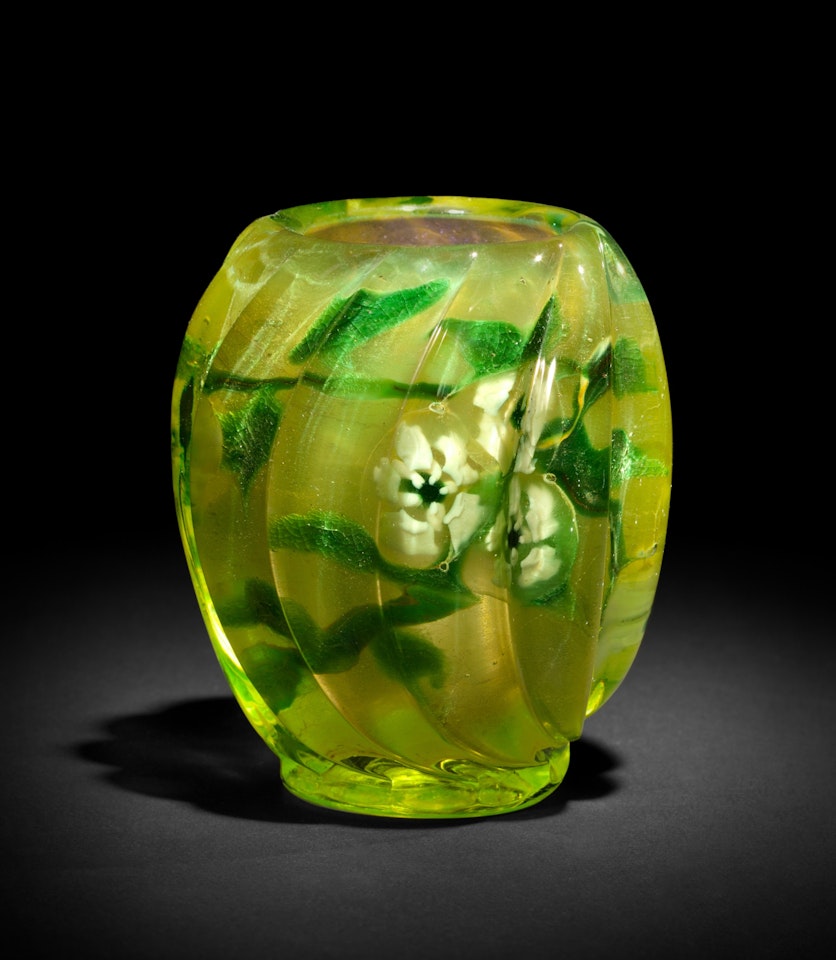 Carved "Dogwood" Paperweight Vase by Tiffany Studios
