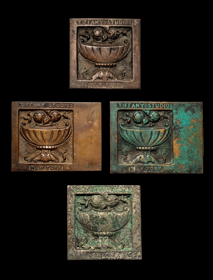 Four Patina Sample Plates by Tiffany Studios