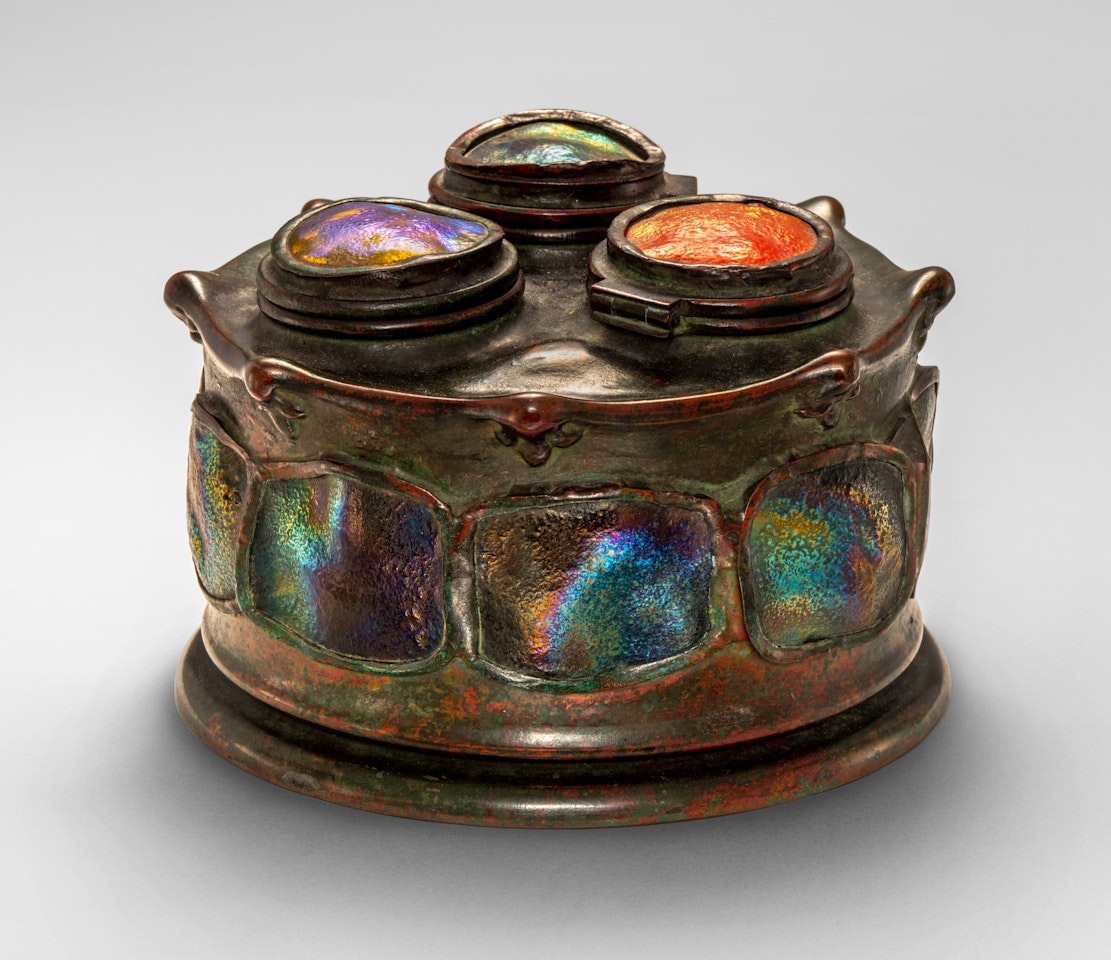 "Turtle-Back" Triple Inkstand by Tiffany Studios
