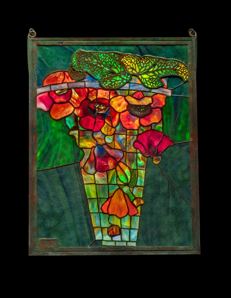 "Poppy" Lamp Shade Sample Panel by Tiffany Studios