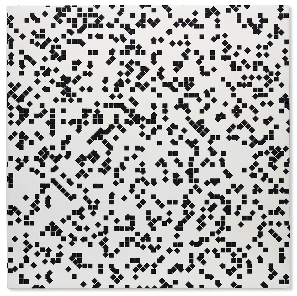 Répartition aléatoire de 20% de carrés, 2 fois: 0°, 45° by Francois Morellet