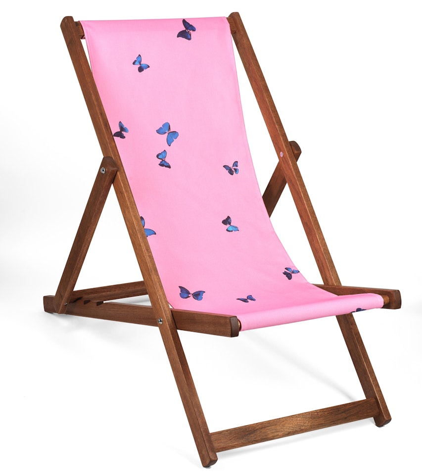 Deck Chair (Pink Butterflies) by Damien Hirst
