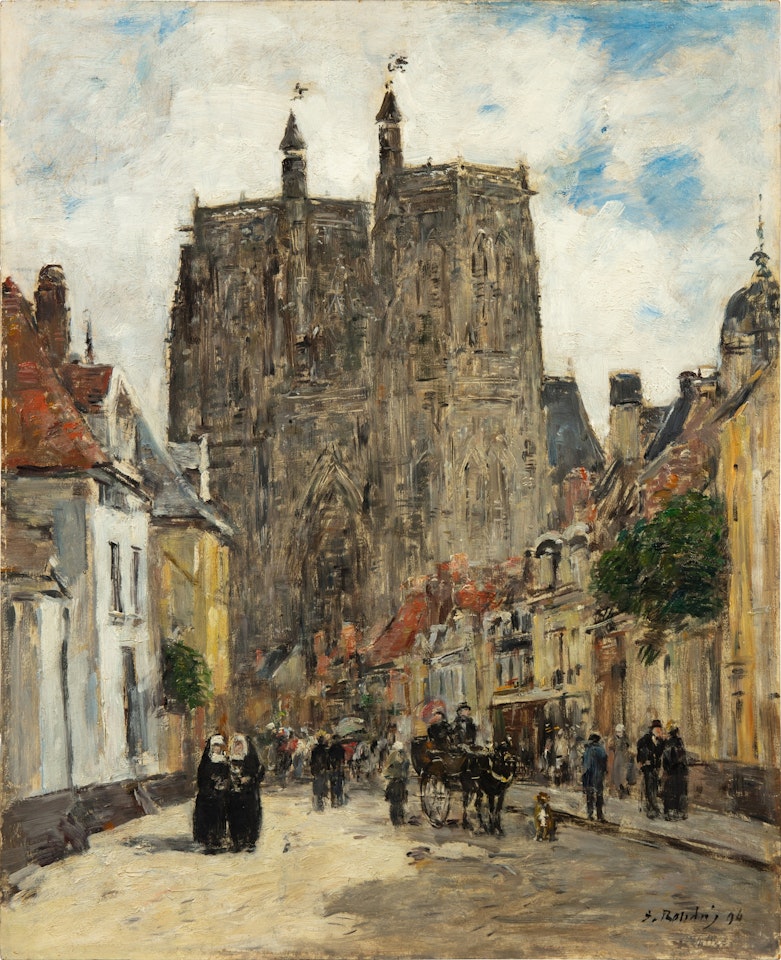 Abbeville, Rue et Église Saint-Vulfran by Eugène Boudin