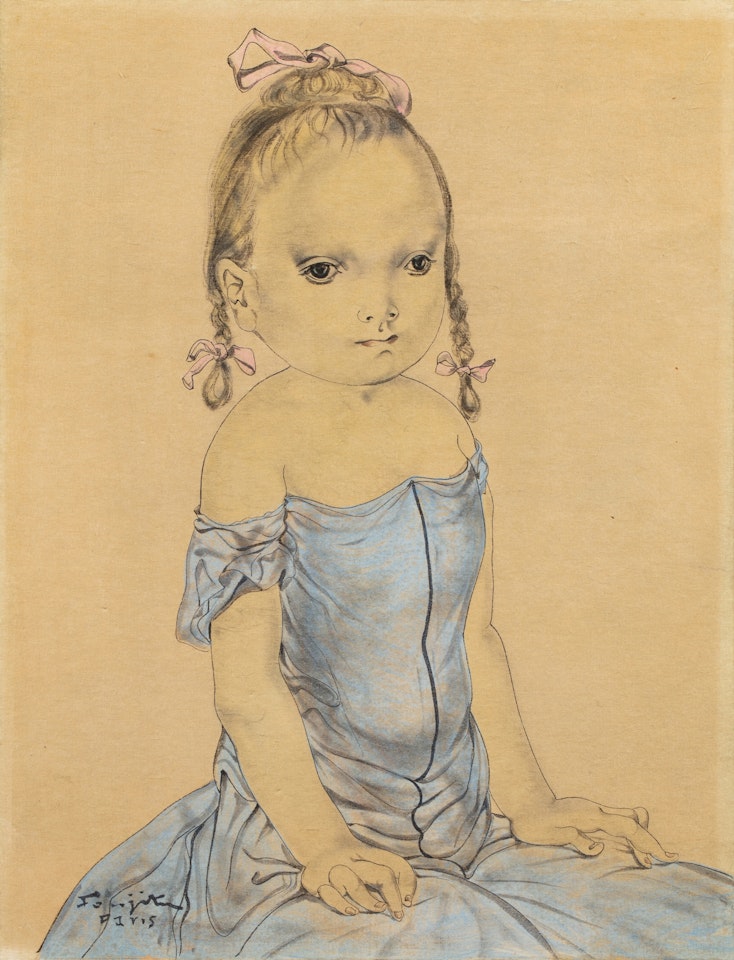 Jeune Fille à la robe bleue by Leonard Tsuguharu Foujita