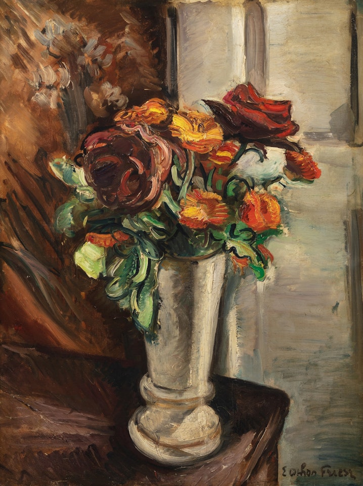 Bouquet de fleurs sur un entablement by Othon Friesz