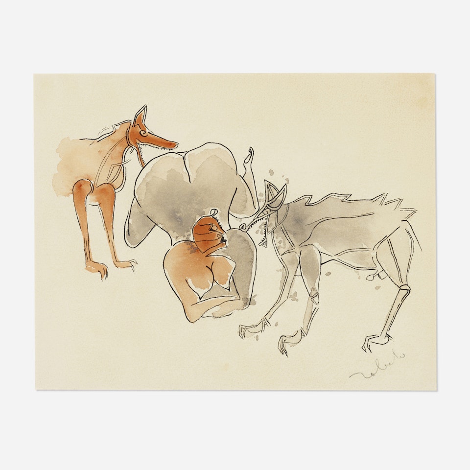 Wolves and Figure by Francisco Toledo
