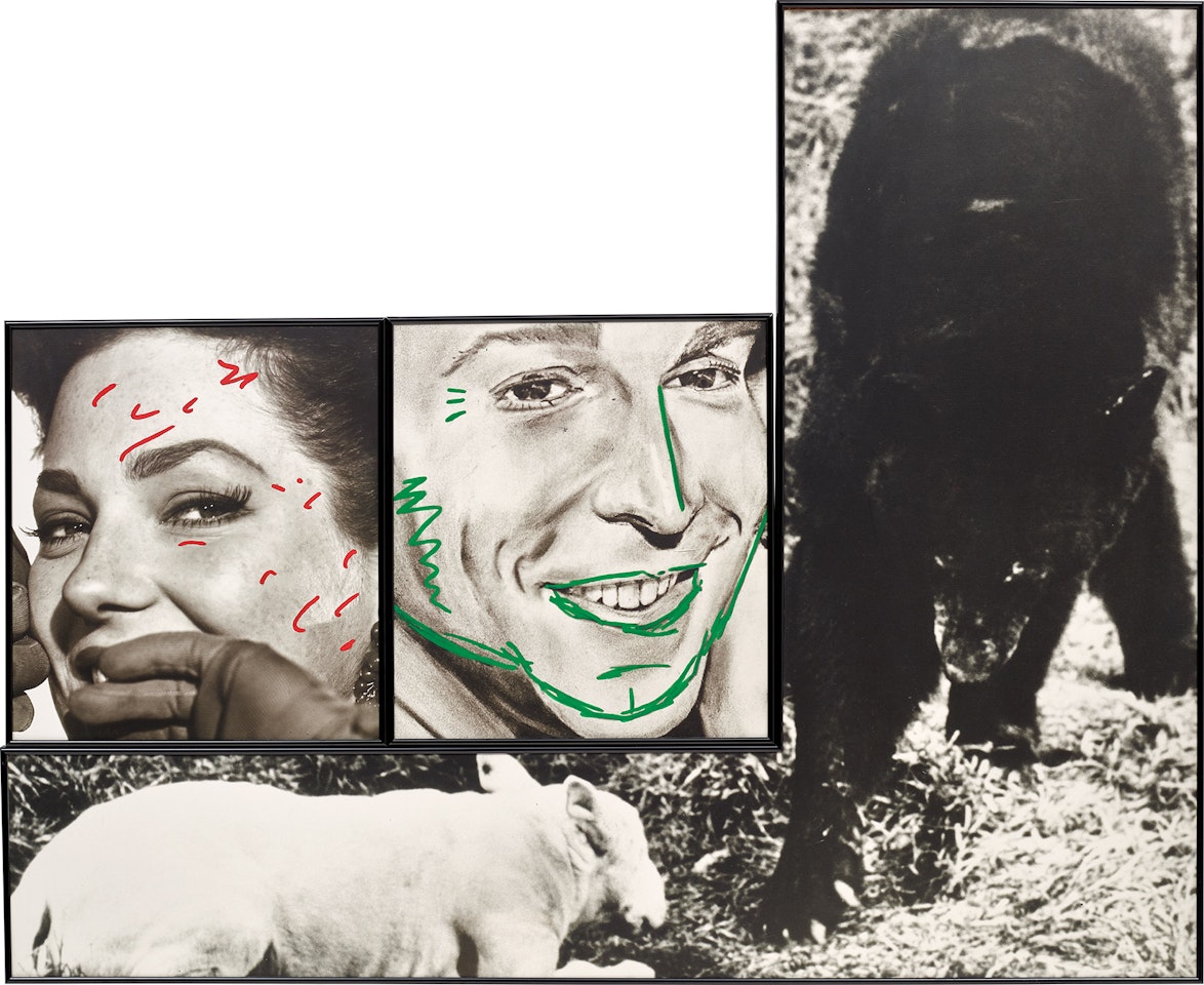 Female and Male Faces (With Notations) with Black and White Commentary by John Baldessari