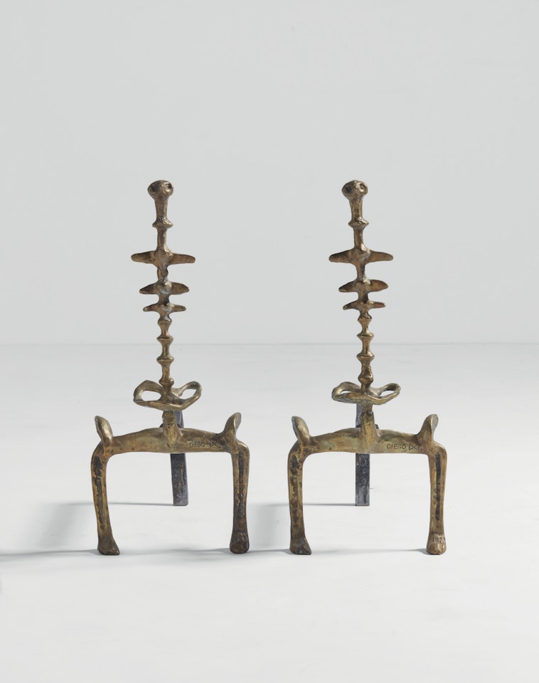 Pair of "Carcasse" Andirons by Diego Giacometti