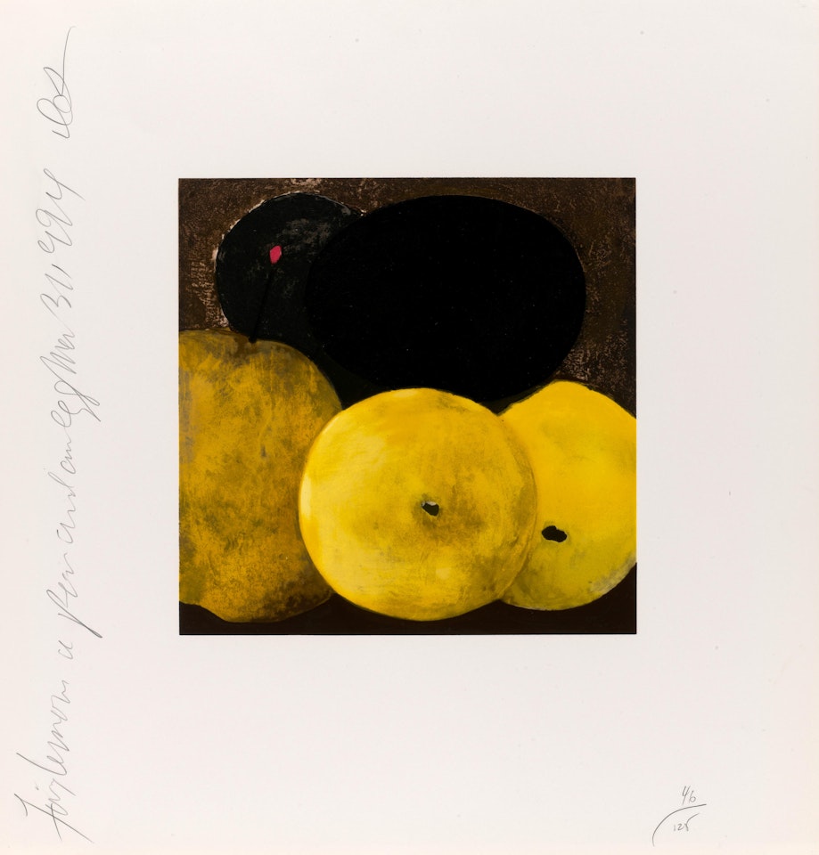Five Lemons, a Pear, and an Egg (from Fruits and Flowers) by Donald Sultan