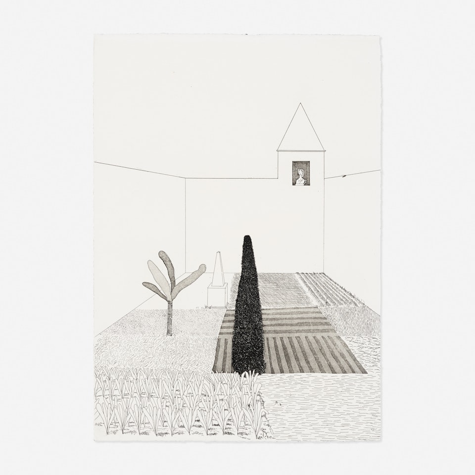 Rapunzel Growing in The Garden from Illustrations for Six Fairy Tales from the Brothers Grimm by David Hockney