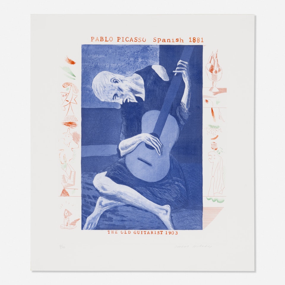 Old Guitarist from The Blue Guitar portfolio by David Hockney