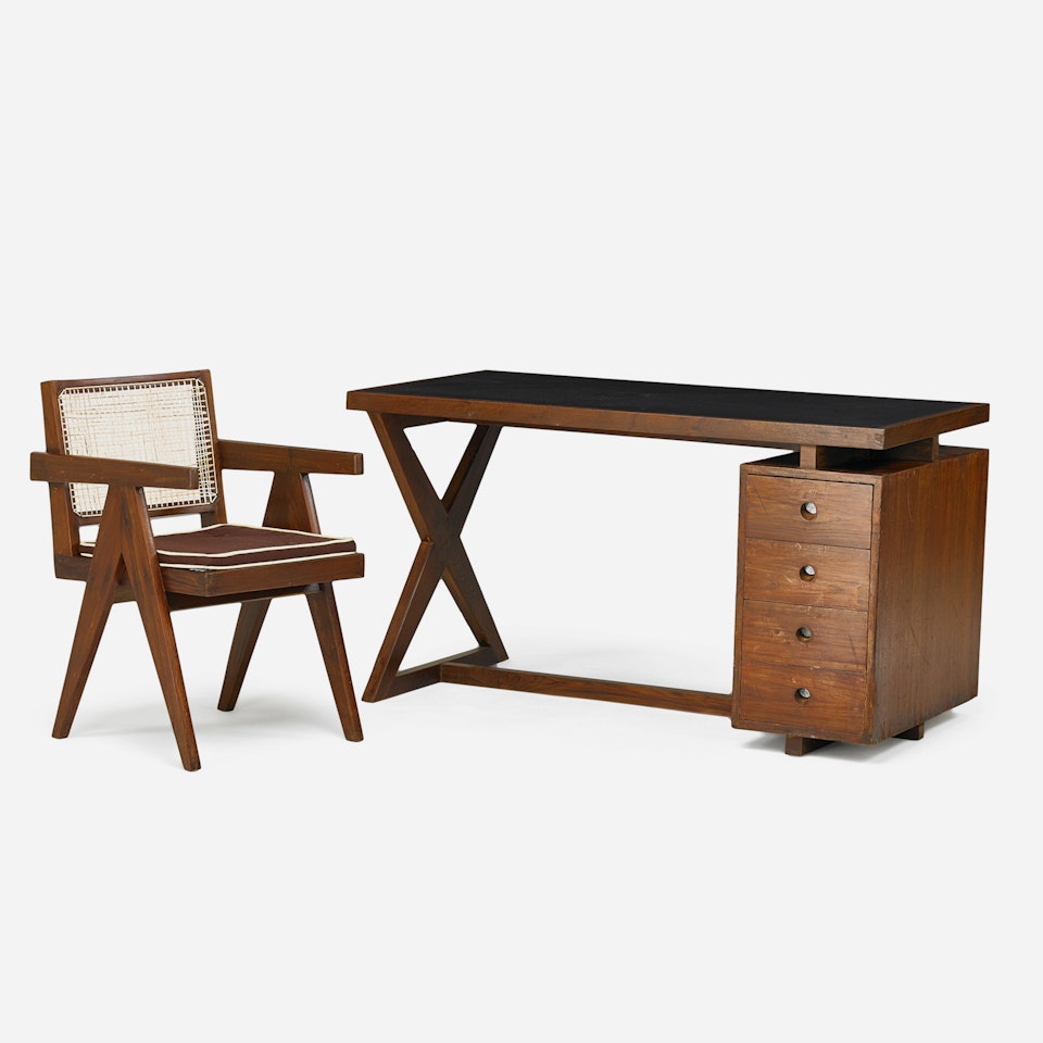 Administrative desk and armchair , by Pierre Jeanneret