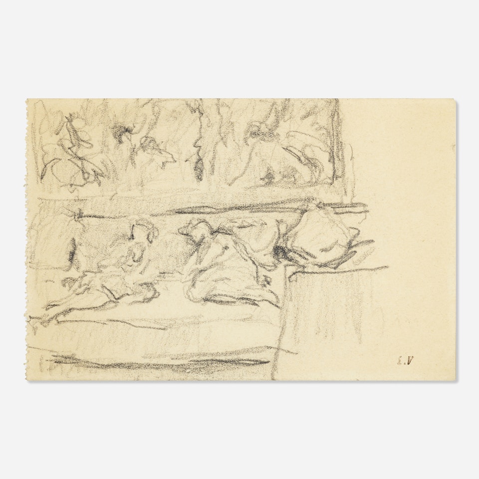 Two Figures Resting on a Sofa at the Chateâu des Clayes by Édouard Vuillard