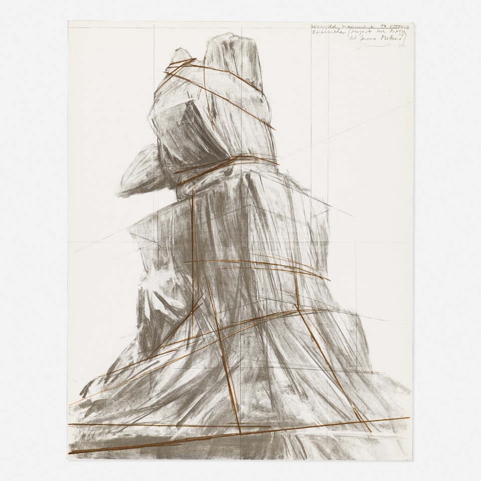 Wrapped Monument to Vittorio Emanuele, Project for Piazza del Duomo, Milan, 1975 by Christo