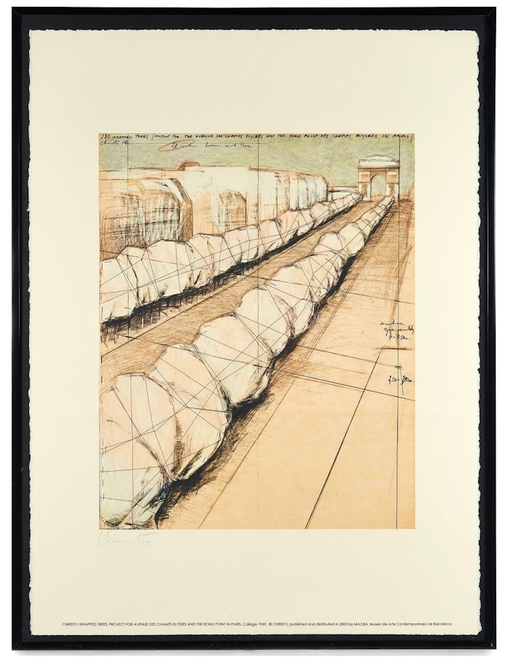 Wrapped trees, Project for Avenue des Champs Elysées and The Rond Point in Paris by Christo