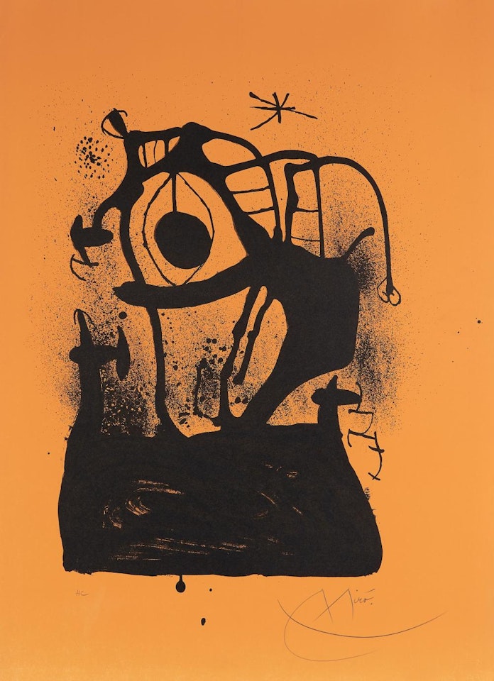 Magnétiseur fond orange by Joan Miró