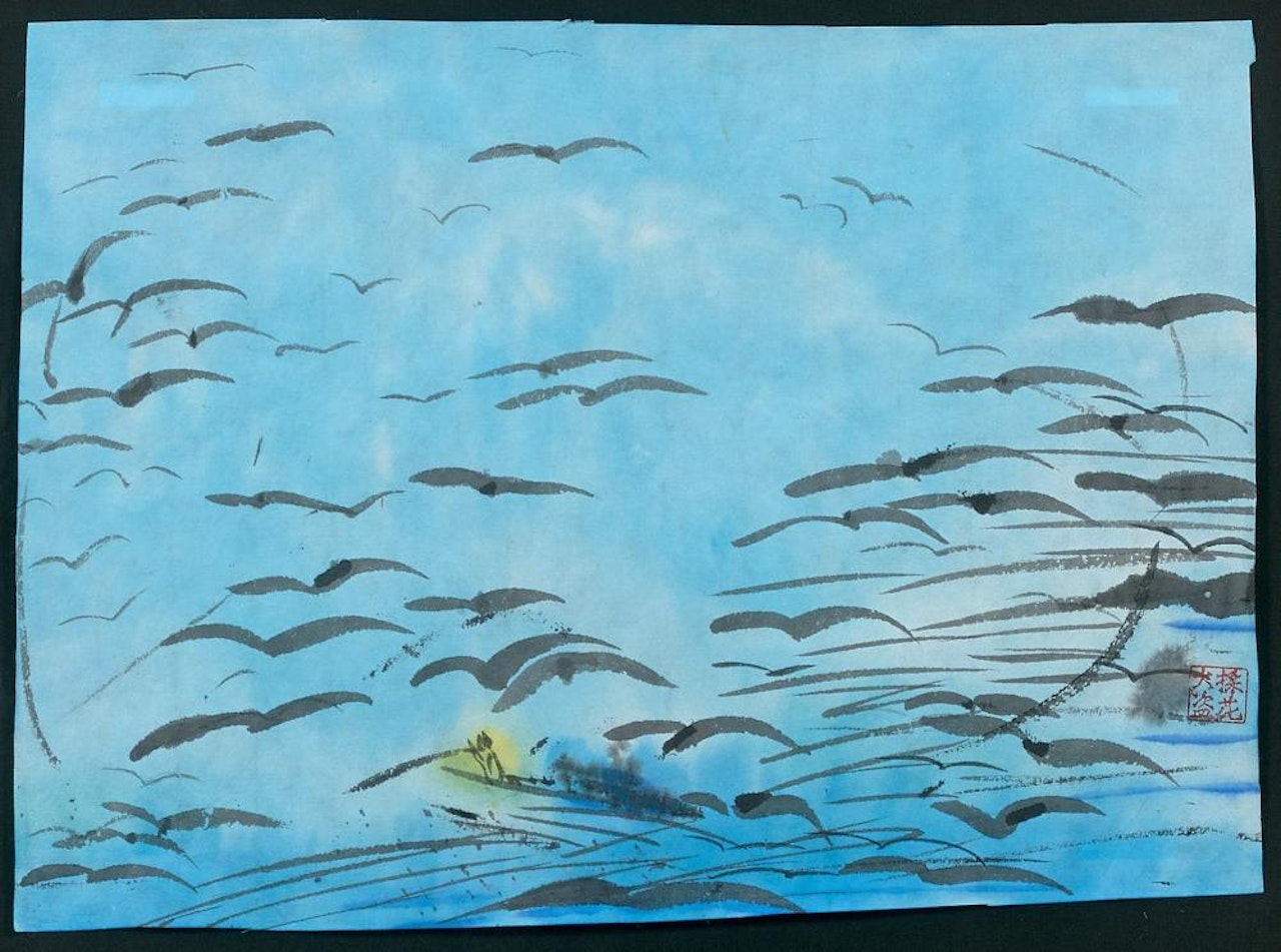 BIRDS OVER THE WAVES  by Walasse Ting