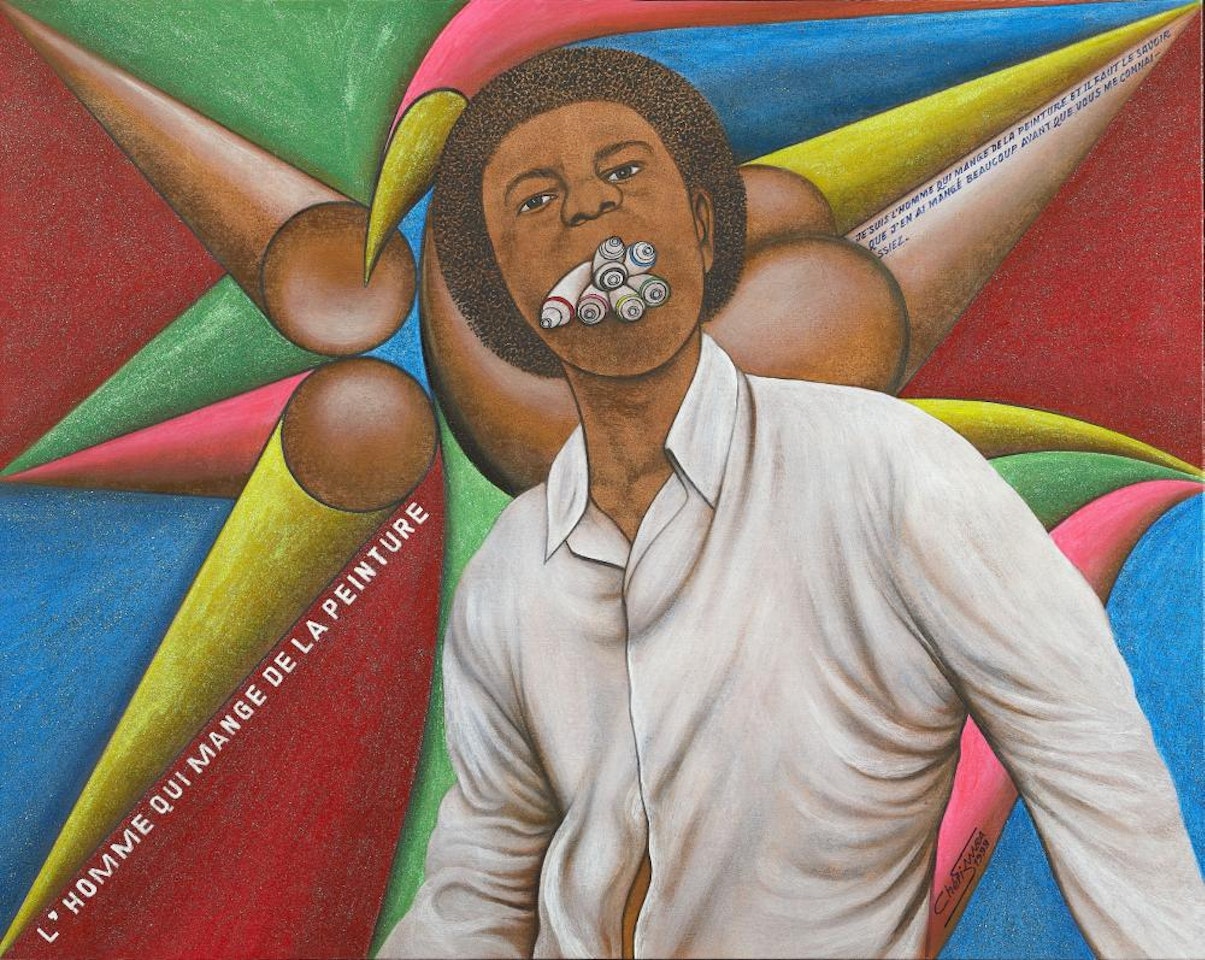 L'Homme qui mange de la peinture by Chéri Samba