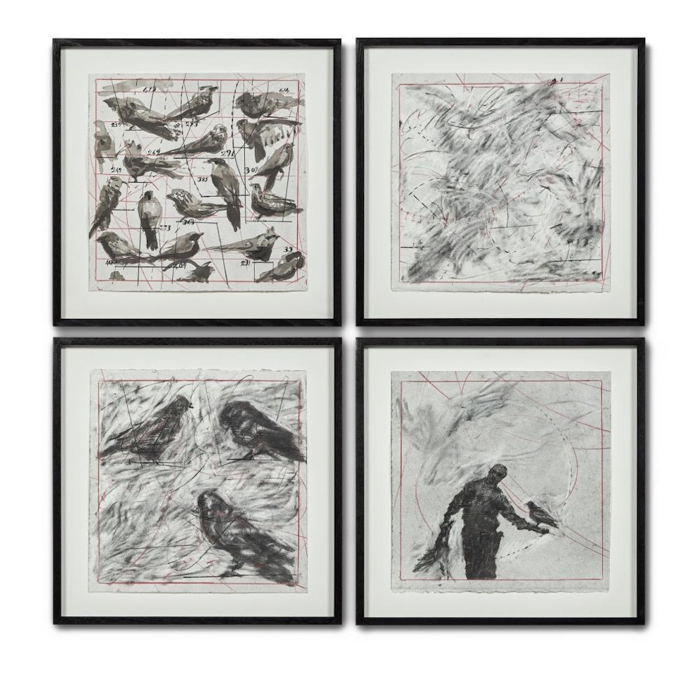Drawing for 'preparing the flute' (Bird catcher #1) by William Kentridge