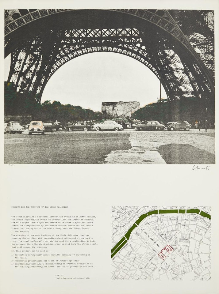 Projet pour l'emballage de l'école militaire de Paris by Christo
