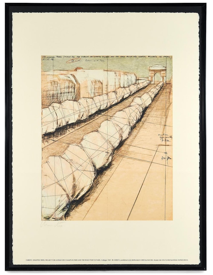 Wrapped trees, Project for Avenue des Champs Elysées and The Rond Point in Paris by Christo