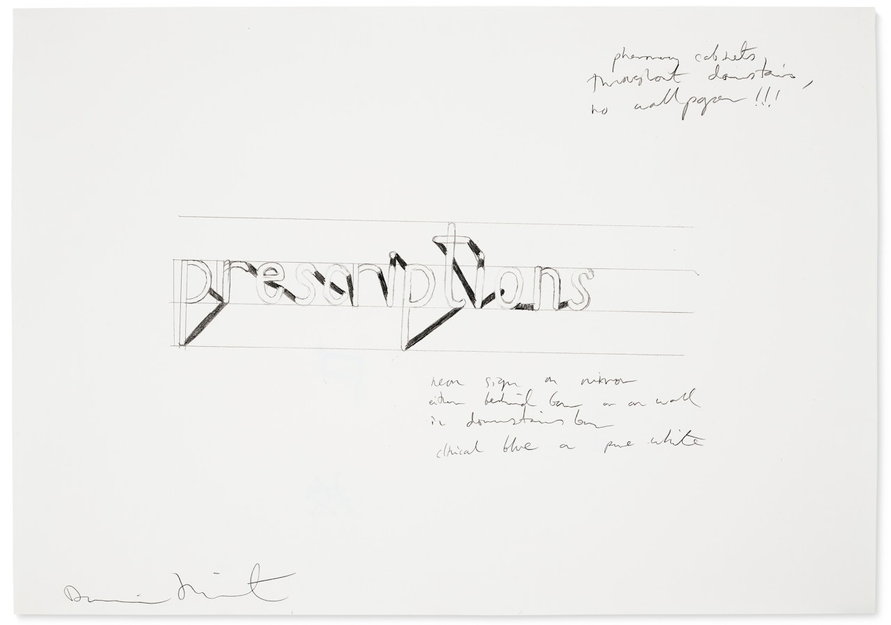 Study for Prescriptions Sign Drawing by Damien Hirst
