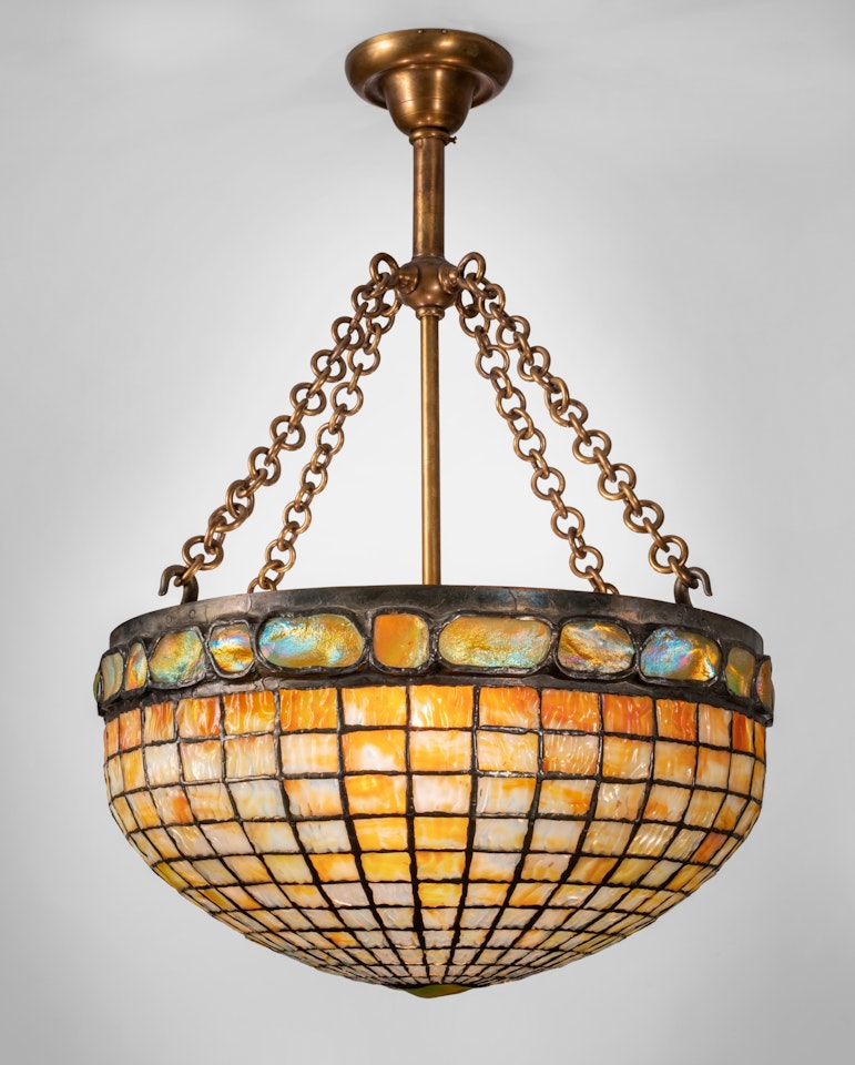 "Geometric and Turtle-Back" Chandelier by Tiffany Studios