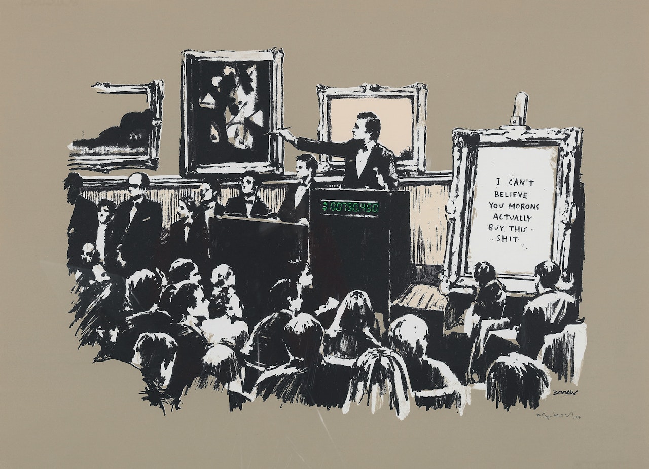 Morons (Sepia) by Banksy