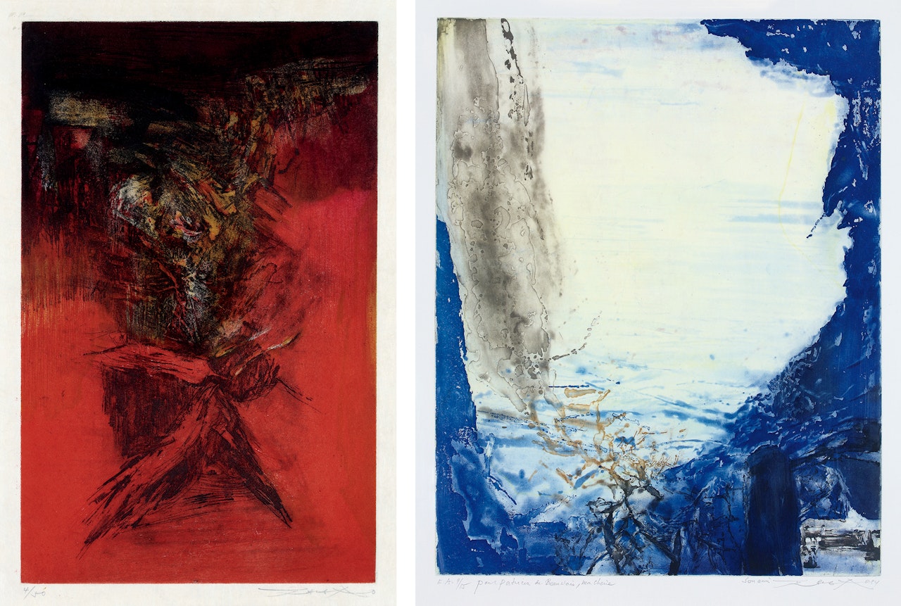 Composition I (Canto Pisan); & Sans titre by Zao Wou-Ki