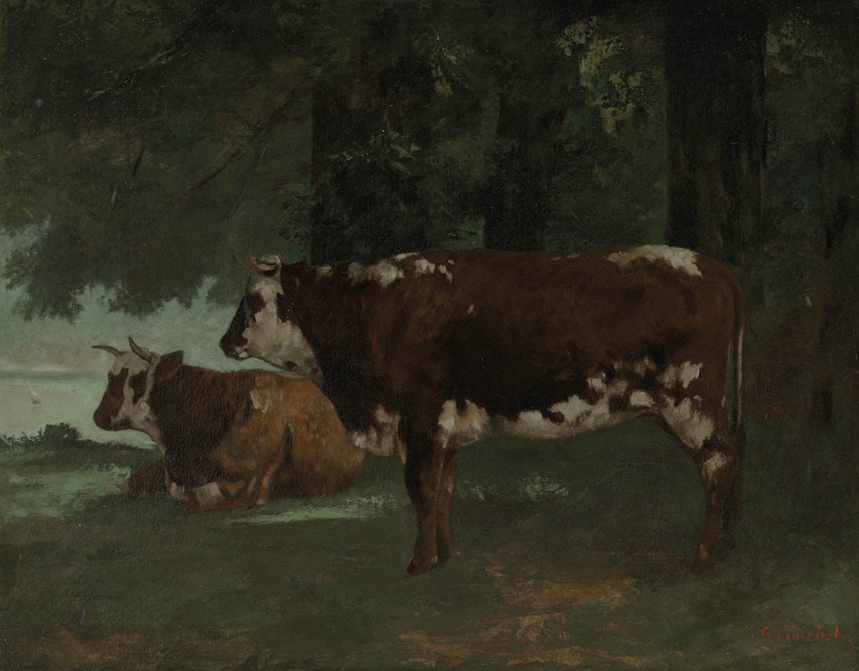 Deux vaches a la robe marron by Gustave Courbet