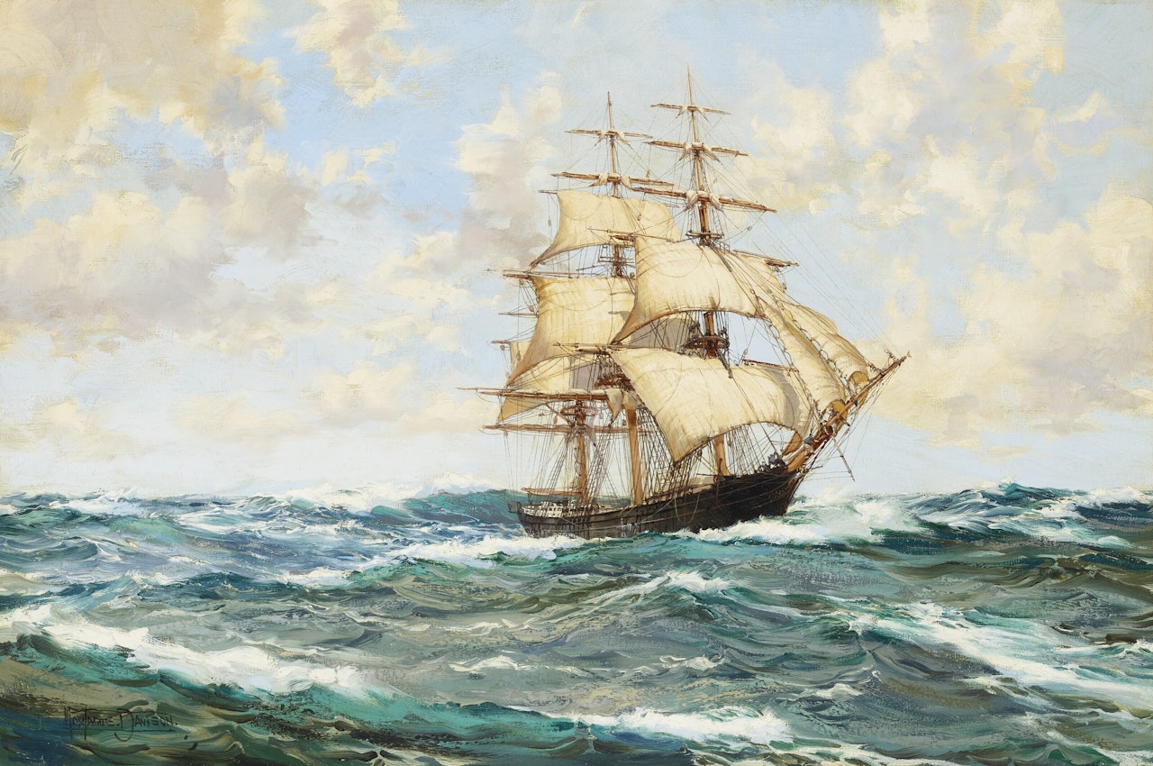 Under Easy Canvas, The Clipper Ship 'Wild Ranger' by Montague Dawson