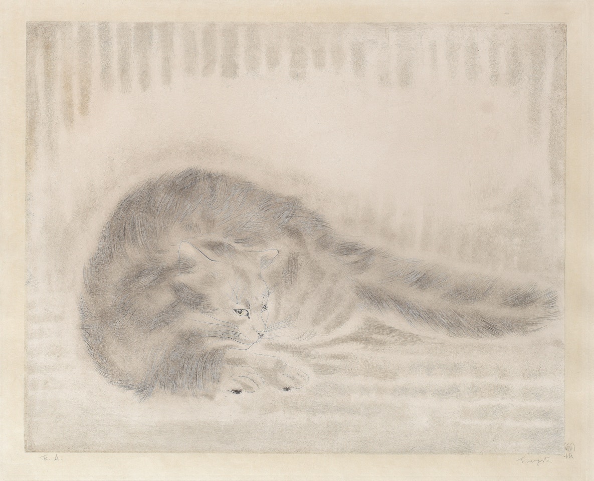 Chat Allongé, from Les Chats by Leonard Tsuguharu Foujita