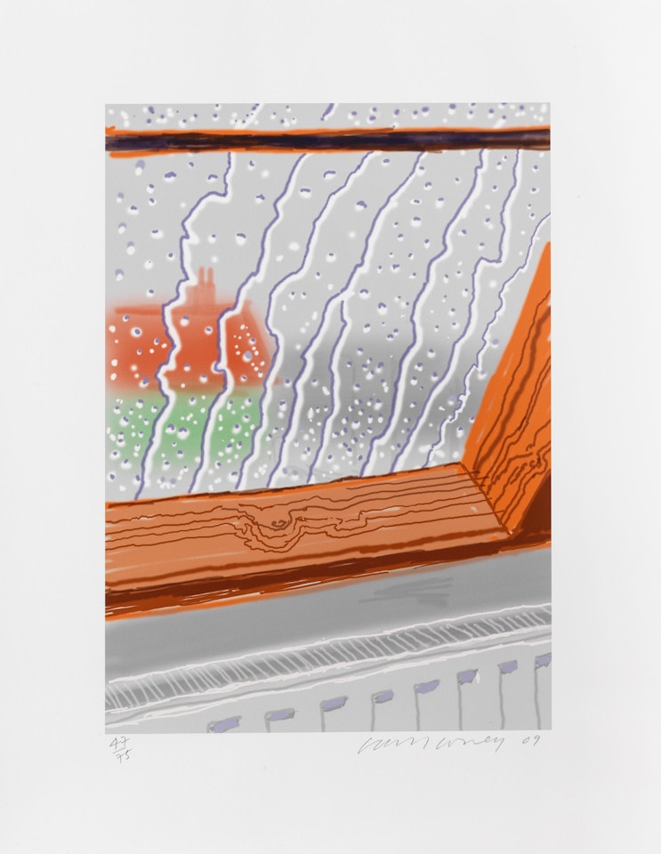 Rain on the Studio Window by David Hockney