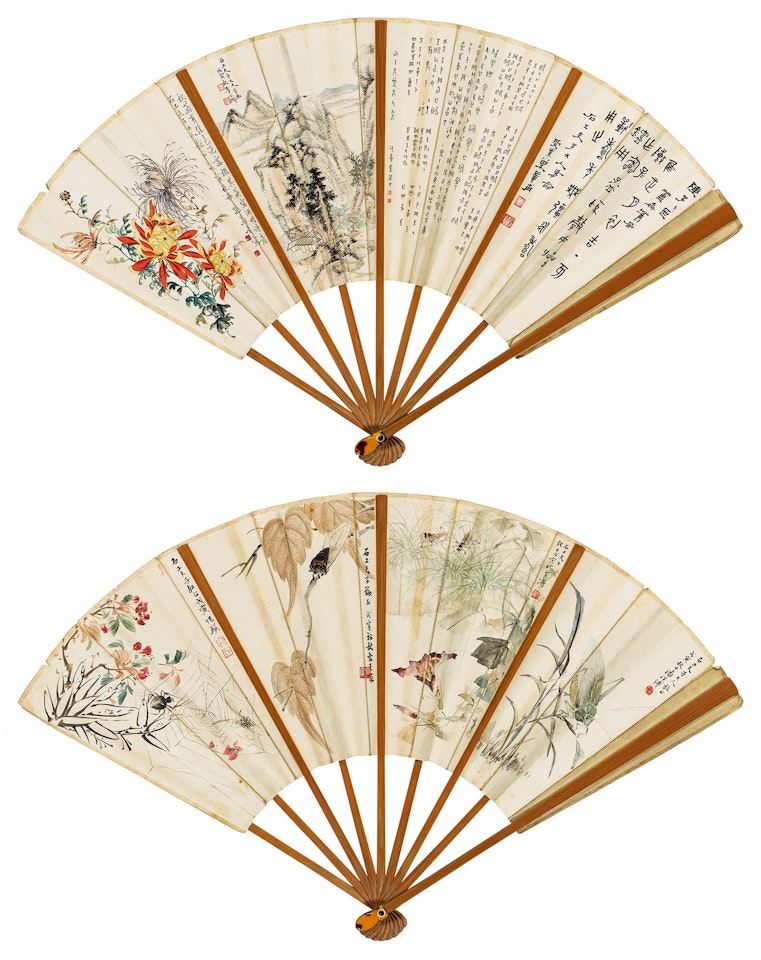 Flowers and Calligraphy by Wang Xuetao
