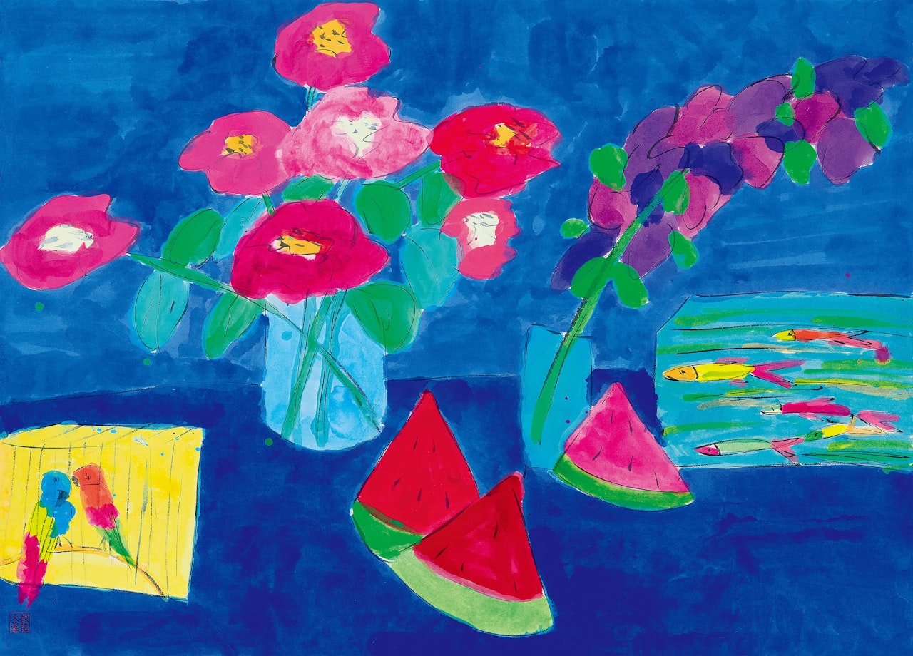 Still Life of Fishes and Birds by Walasse Ting