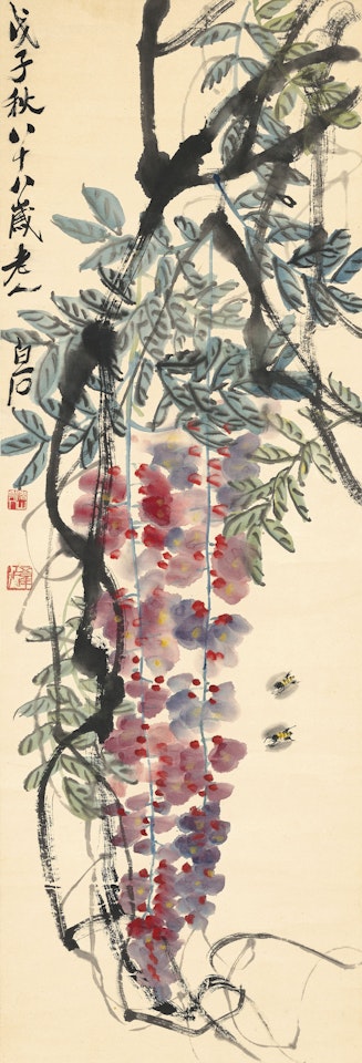 Wisteria and Bees by Qi Baishi