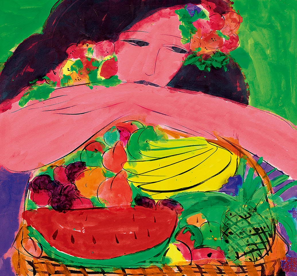Lady with Fruit by Walasse Ting