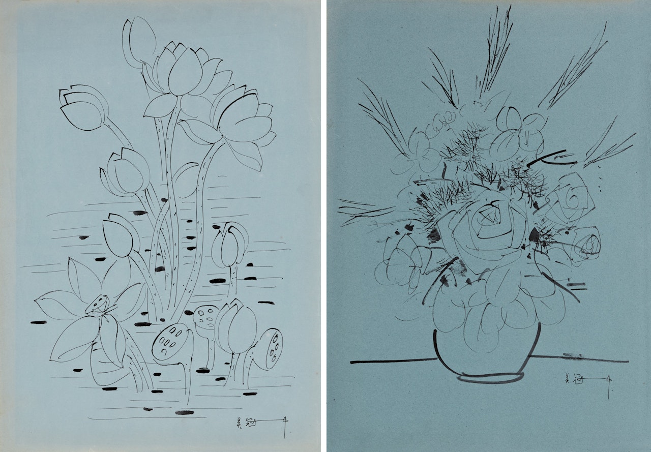 Lotus; Rose and Vase by Wu Guanzhong