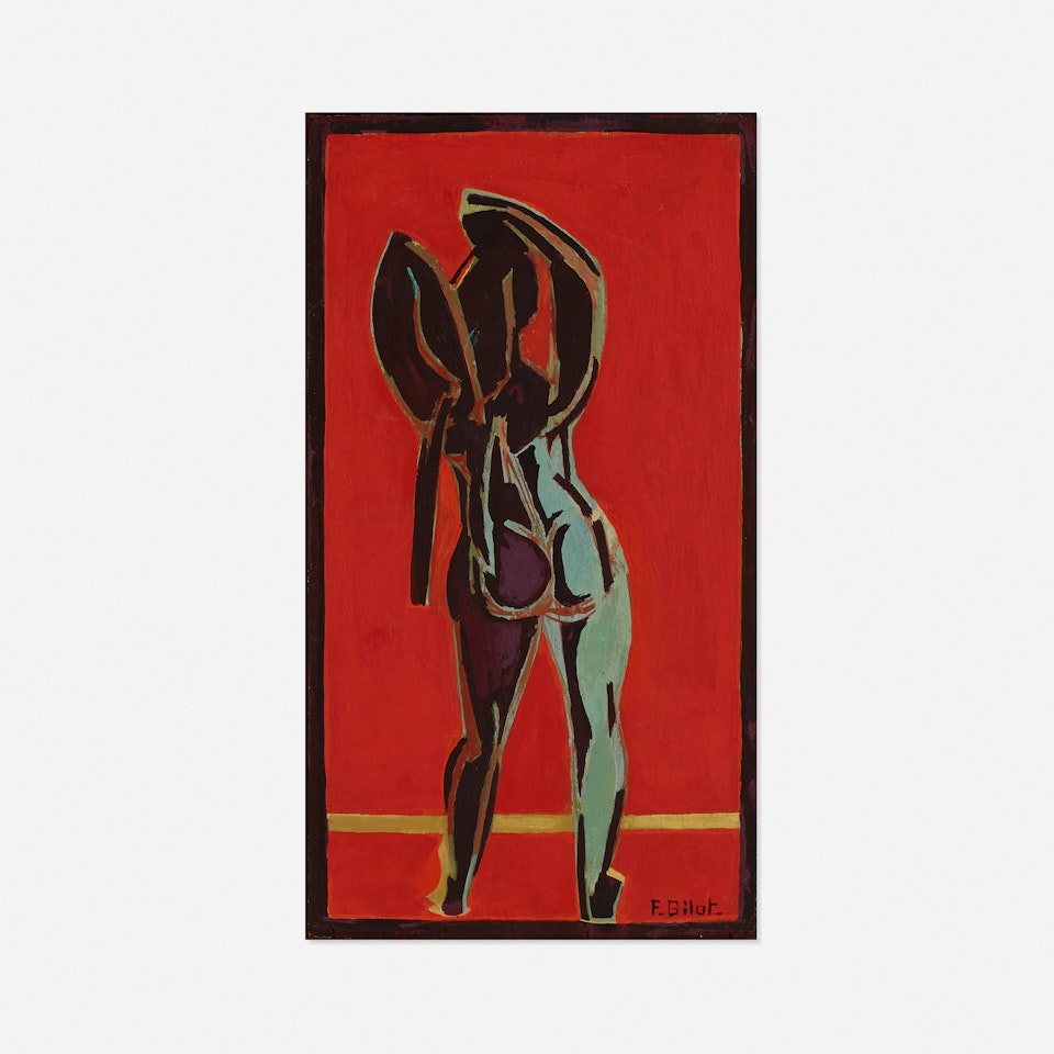 Woman Standing Red Background (Woman Standing) by Françoise Gilot