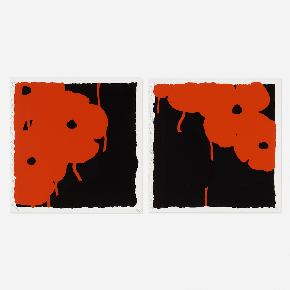 Red and Black; Black and Red (two works) by Donald Sultan