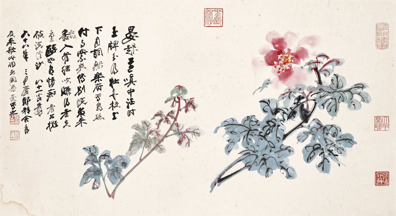 Peonies by Zhang Daqian