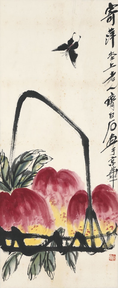 Butterfly and Peaches by Qi Baishi