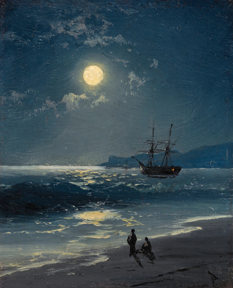 SAILING SHIP ON A CALM SEA BY MOONLIGHT by Ivan Konstantinovich Aivazovsky